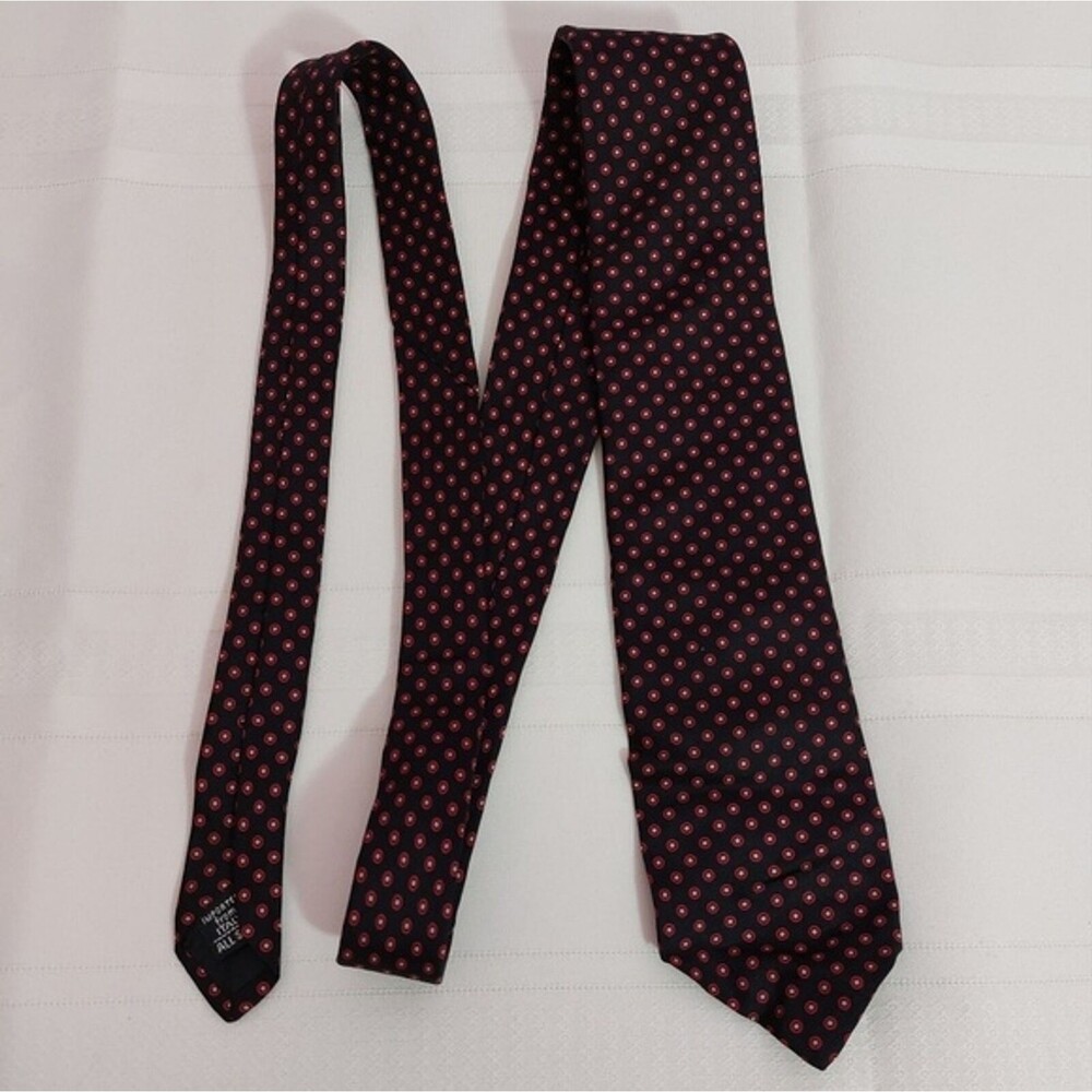 Davison's Men's Store Silk Neck Tie Red Dots Print Slim Tie